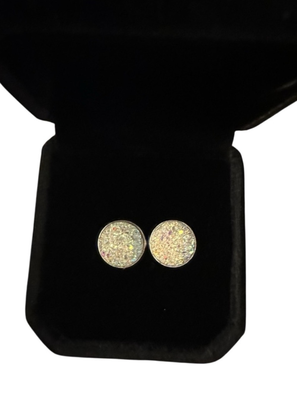 Tucson Gem & Minerals Opal Sky Druzy Stud Earrings 10mm NWT - Picture 11 of 15
